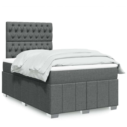 vidaXL Box spring postelja z vzmetnico temno siva 120x190 cm blago Cene
