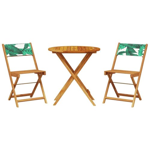 VidaXL 3-dijelni bistro set od tkanine i masivnog drva uzorkom li&amp;scaron;ća Slike
