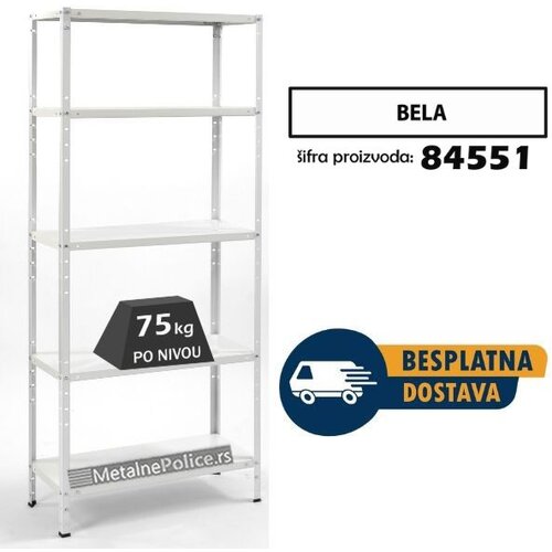 Polica metal-metal 170x75x30cm 5x75kg Bela Slike