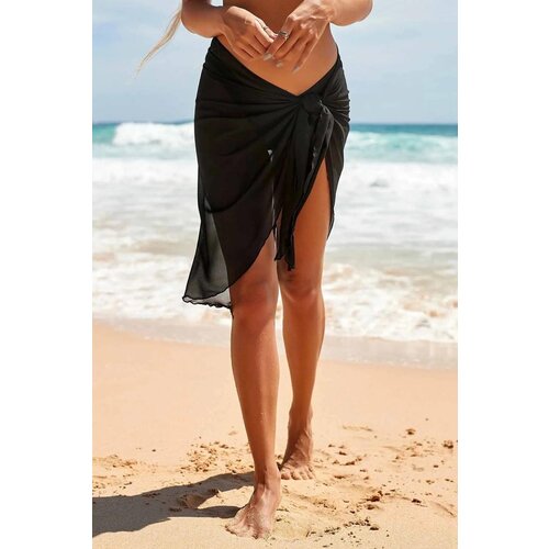 Dewberry 16880 Tulle Pareo Beach Dress-BLACK Slike