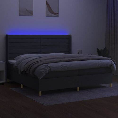  Krevet box spring s madracem LED tamnosivi 200x200 cm tkanina Slike