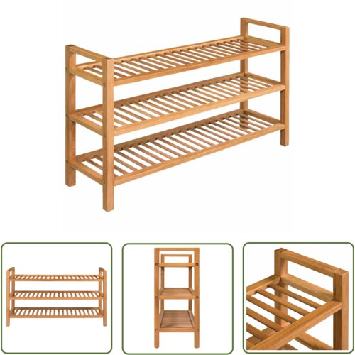 The Living Store Stojalo za čevlje s 3 policami 100x27x60 cm trdna hrastovina - Stojalo Za Čevlje, (21744572) Cene