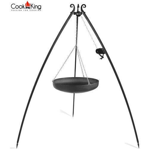 COOKKING žar s posodo wok iz črnega jekla na ukrivljenem trinožnem podstavku + kolut Cene