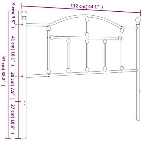  Metalno uzglavlje crno 107 cm Slike