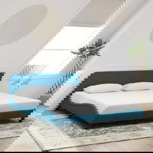 Furnova Posteljni okvir z vzglavjem moder 160x200 cm žamet, (21943986) Slike