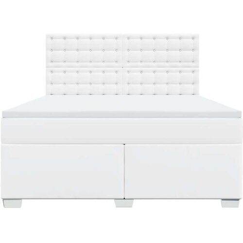 VidaXL Krevet s oprugama i madracem bijeli 180x200 cm umjetna koža Slike