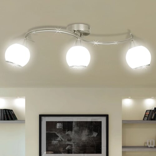 VidaXL Stropna lampa staklenim abažurima na zaobljenom okviru 3 E14 žarulje Slike