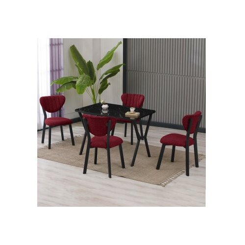 Hanah home Set Trpezarijski sto i 4 stolice Elma Burgundy Black Cene