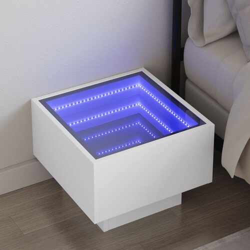 Furnova Nočna omarica z neskončnimi LED bela 40x40x30 cm, (21926470) Slike