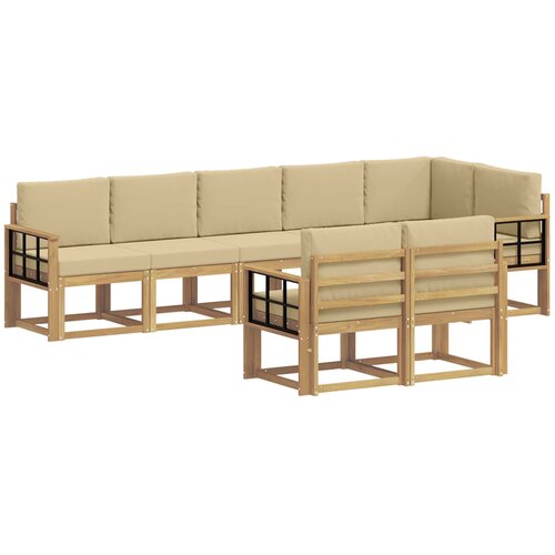 vidaXL Zunanja garnitura za sedenje 8 pcs Bela in bež Poliester, (5000270368) Cene