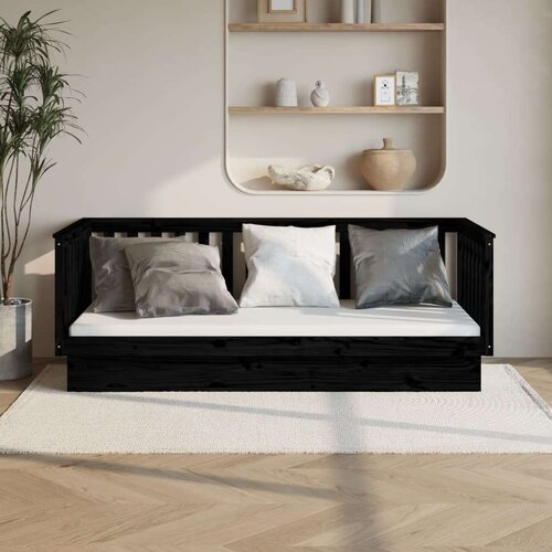  Dnevni krevet crni 100 x 200 cm od masivne borovine Slike