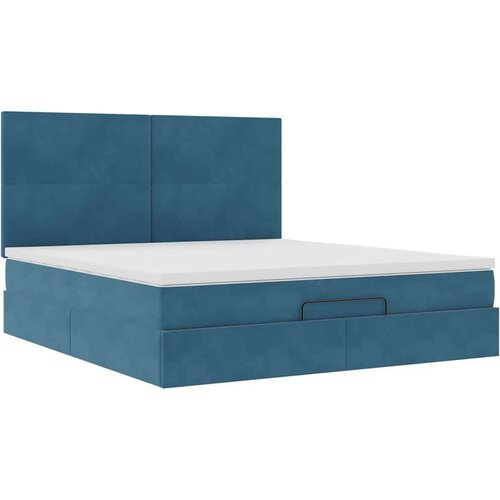VidaXL Otomanski okvir kreveta s madracima plavi 180x200cm bar&amp;scaron;unasti Slike