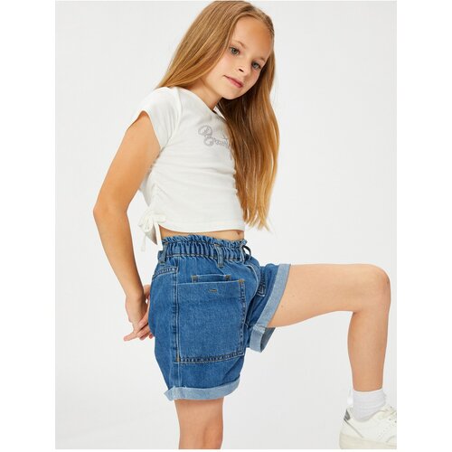 Koton Jeans Shorts with elasticated waist and button pockets. Cotton Slike