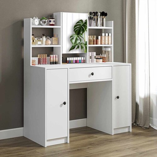 Hanah home toaletni sto Glamo sa ogledalom, 120 cm, beli Slike