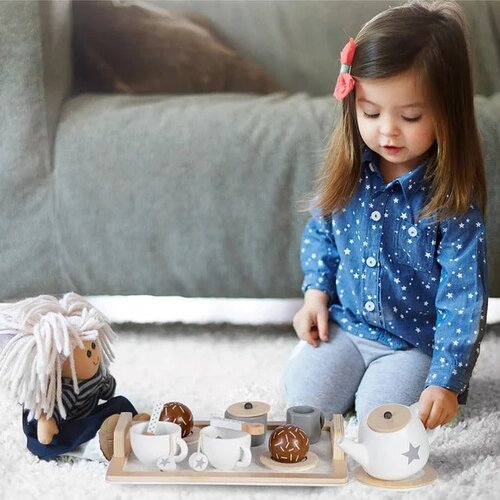 Kinder Home dečiji drveni set za čaj i kafu sa dodacima belo-sivi ( V10B318B ) Slike