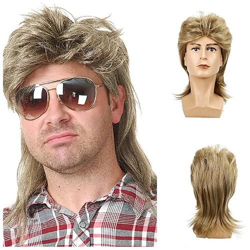 INF Moška lasulja Mullet, retro pričeska iz 80-ih LightBrown, (21695470) Cene
