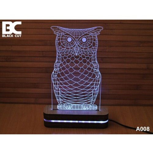 Black Cut 3D lampa sova hladno bela Slike