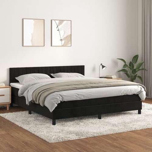 VidaXL Krevet s oprugama i madracem crni 160x200 cm bar&amp;scaron;unasti Slike