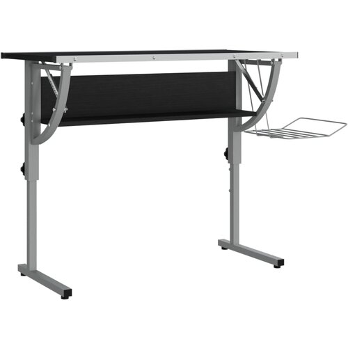 Maison Chic Delovna miza - pisarniška miza - Računalniška miza črna in siva 110x53x(58-87) cm inžen. les in jeklo, (21785668) Cene