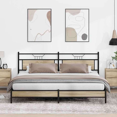 Metalni Kovinski posteljni okvir brez vzmetnice sonoma hrast 200x200 cm, (21829374) Cene