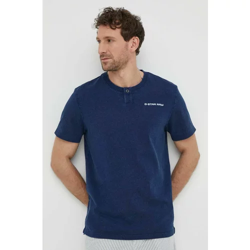 G-star Raw Bombažna kratka majica moški, mornarsko modra barva