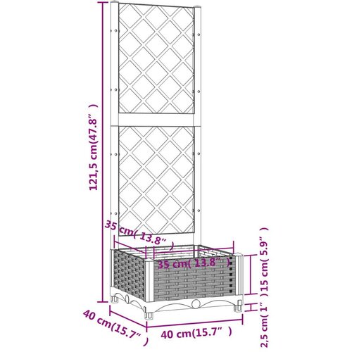  Sadilica s re&amp;scaron;etkom smeđa 40 x 40 x 121 5 cm PP Slike