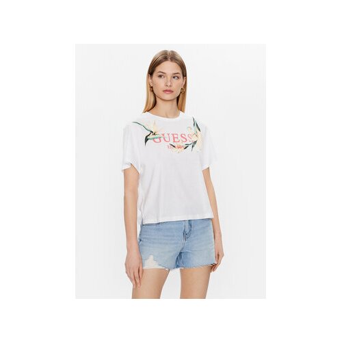 Guess Majica Logo Flowers W3GI43 JA914 Bela Boxy Fit Slike