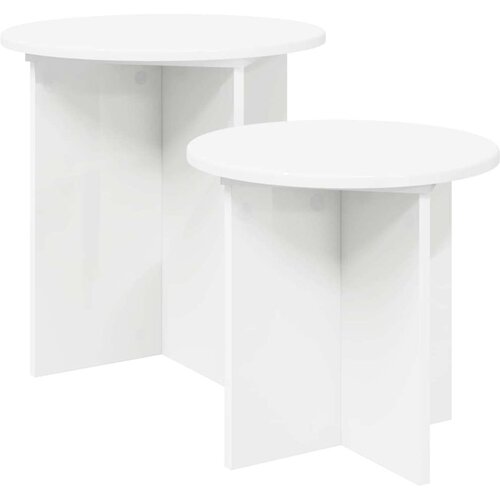  Set pomoćnih stolića s pohranom 2 pcs Konstrukcijsko drvo - Bijeli Cijene