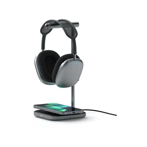Satechi 2-IN-1 headphone stand w wireless charger usb-c (cable inc., adapter not inc.) - space grey) Cene