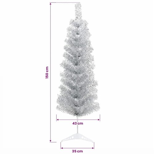  Umjetno usko božićno drvce s kuglicom 150 cm 150 LED lampica - 150 cm s LED-ima i srebrnim lopticama Slike
