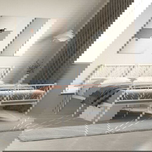 VidaXL Metalni okvir kreveta uzglavlje i podnožje bijeli 135 x 190 cm Slike