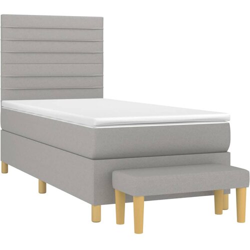 Box spring krevet s madracem svjetlosivi 90x190 cm od tkanine Slike
