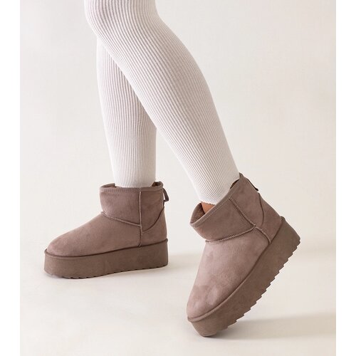 Gemre Dark beige casual snow boots on a high platform Thaisa Cene