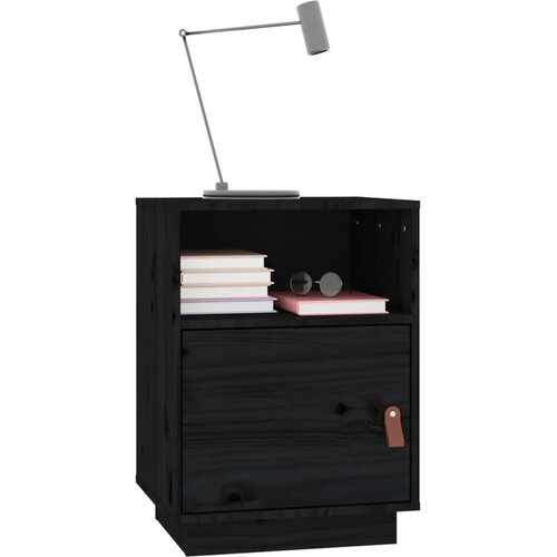  Noćni ormarići 2 kom crni 40 x 34 x 55 cm od masivne borovine Slike