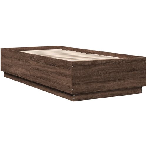 VidaXL Posteljni okvir rjav hrast 100x200 cm inženirski les, (21095310) Slike