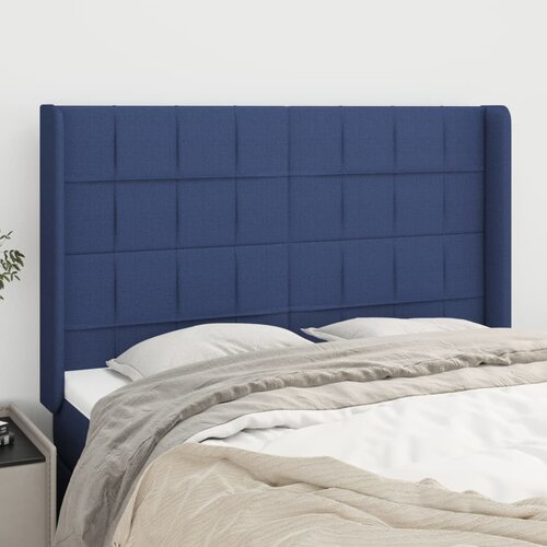 vidaXL Vzglavje z ušesi modro 147x16x118/128 cm blago Cene