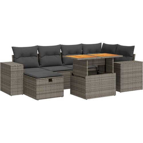 VidaXL 8-dijelni set vrtnih sofa od poliratana s jastucima sivi bagrem Slike
