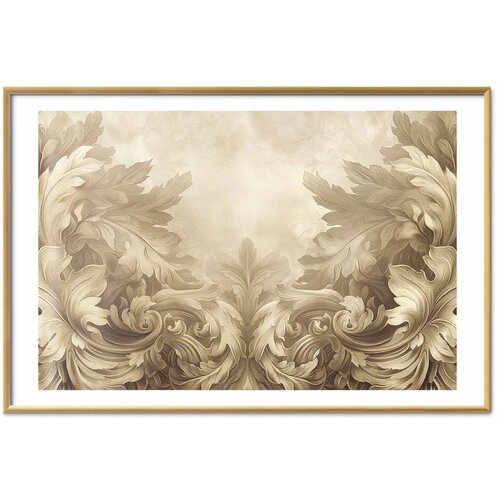  Plakat - Carved Ornaments in Sepia Shades 42x29.7 Zlatni okvir s margom Cene