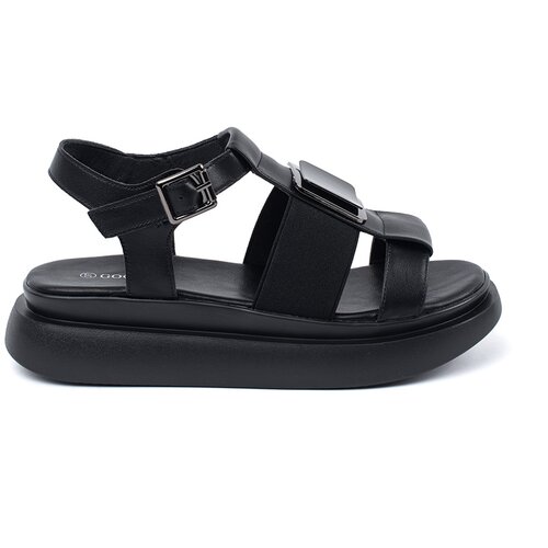 GOODIN Black leather elegant platform sandals Slike