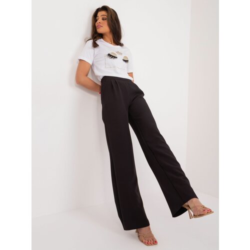 Fashion Hunters Black smooth high-waisted fabric trousers Slike