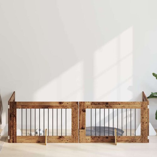  Vrata za pse s postoljem 4 pcs Staro drvo 100 x 60 cm Cene