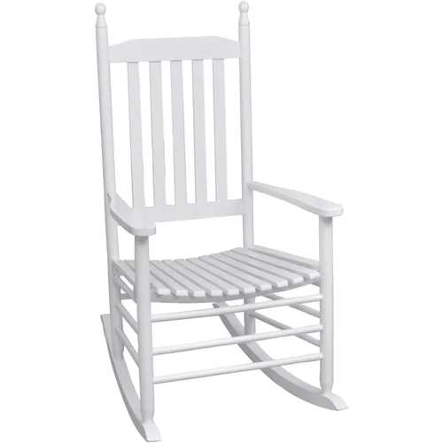 vidaXL Stolica za ljuljanje sa zakrivljenim sjedalom bijela drvena