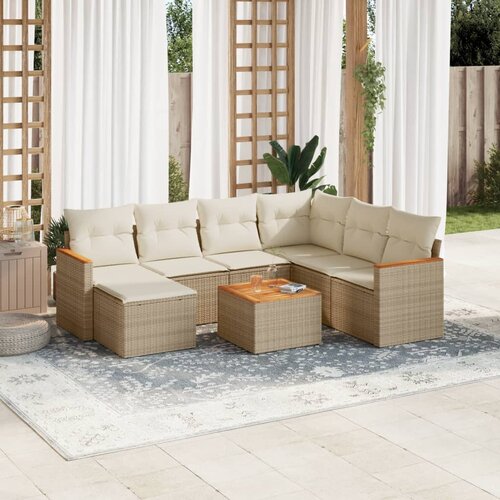 vidaXL 8-dijelni set vrtnih sofa od poliratana s jastucima bež Cijene