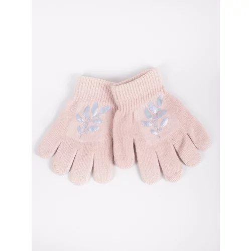Yoclub Kids's Girls' Five-Finger Gloves With Reflector RED-0237G-AA50-007