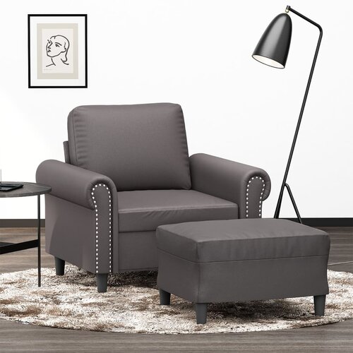 vidaXL fotelj s stolčkom za noge siv 60 cm umetno usnje Cene