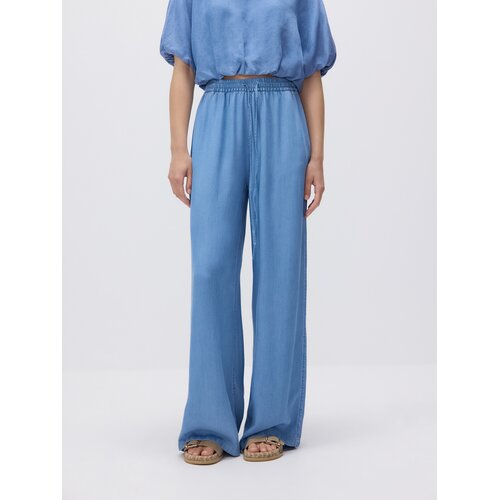 Reserved Wide leg traperice od liocela - plava Cijene