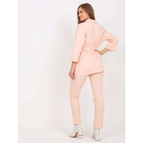 Fashion Hunters Peach elegant set with a tied belt Slike