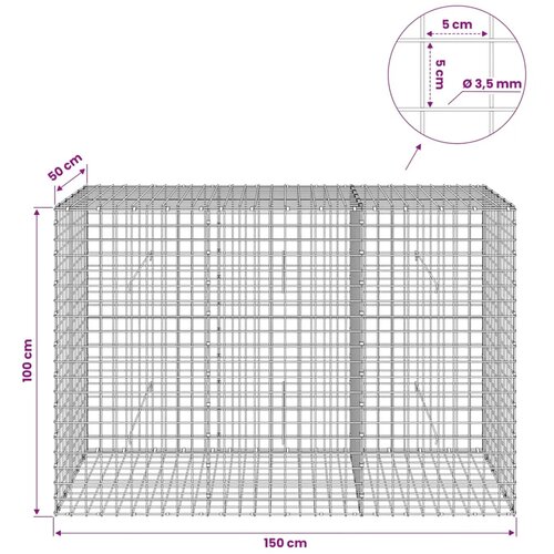  Gabion s žicom debljine 3 5 mm i mrežom 5x5 cm 150x50x100 cm - 50 cm 100 cm 150 cm Slike