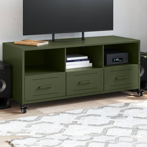 vidaXL TV omarica zelena 100,5x39x43,5 cm hladno valjano jeklo Cene