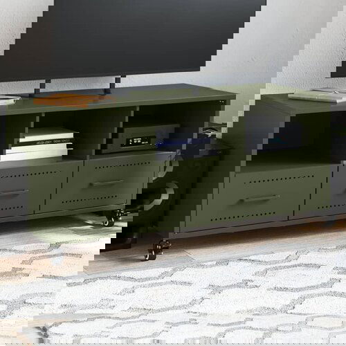 VidaXL TV ormarić maslinastozeleni 100,5 x 39 x 43,5 cm čelični Slike